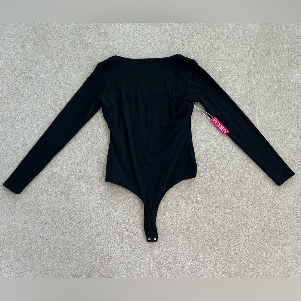 NEW PUMIEY Women's Square Neck Long Sleeve Bodysuit Sexy Body Suit Tops (Amazon) - Picture 3 of 6